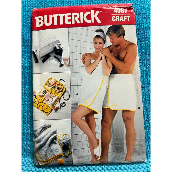 Butterick 4587 Pattern bathroom essentials towel wrap shave kit  slippers - Picture 1 of 7